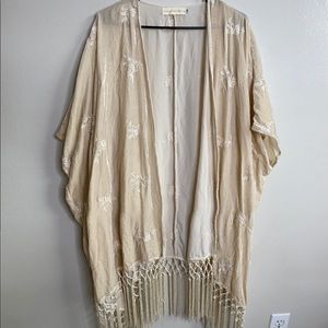 4 Love & Liberty Women's Cream Ivory Silk Kimono